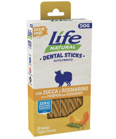 Life Natural Dental Sticks Grain Free per Cani Piccoli con Zucca e Rosmarino da 8pzx100 gr 