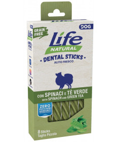 Life Natural Dental Sticks Grain Free per Cani Piccoli con Spinaci e Tè Verde da 8pzx100 gr 