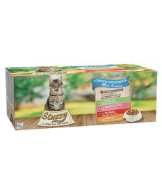 Stuzzy Farm Multipack di Bocconcini per Gatti con Vitello, Prosciutto, Coniglio, Manzo e Pollo da 48 bst x 85 gr