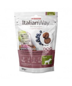 Italian Way Snack Mini Burger per Cani con Anatra, Mela e Mirtilli da 60 gr
