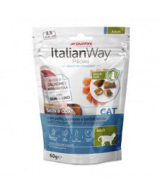 Italian Way Snack Pillow per Gatti Adulti Skin&Coat con Pollo, Salmone e Barbabietola da 60 gr