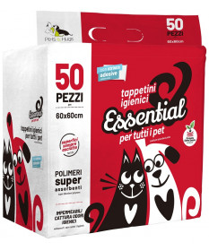 Essential tappetini igienici per cani e gatti da 50 pz 60x60 cm