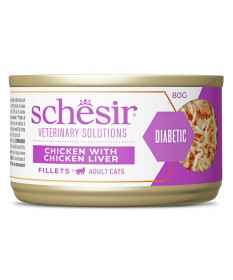 Schesir Veterinary Solutions Diabetic per Gatti Filetti di Pollo con Fegato di Pollo da 80 gr