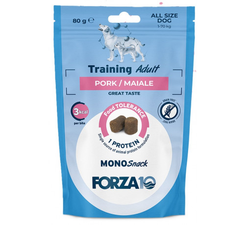 Forza10 MonoSnack Training per Cani all Breeds con Maiale da 80 gr