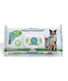 LeoPet salviette detergenti per cani e gatti con Aloe e Proteine della Seta da 40 pz