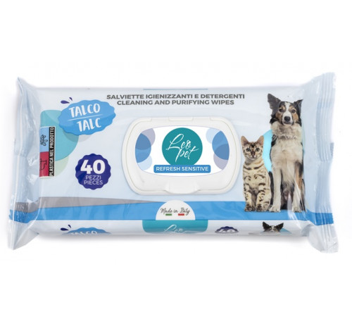 LeoPet salviette detergenti per cani e gatti con Talco da 40 pz