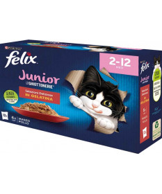 Felix ghiottonerie per Junior Multipack in gelatina con Manzo o Pollo 12 bst da 85 gr