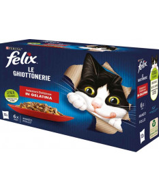 Purina Felix Le Ghiottonerie Selezioni Deliziose in Gelatina Multipack con Manzo e Pollo 12 bst da 85 gr 