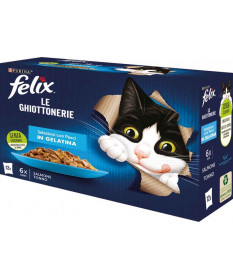 Felix Ghiottonerie Multipack in gelatina con Salmone e Tonno 12 bst da 85 gr