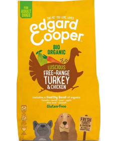 Edgard&Cooper Gluten Free Bio Adult con Tacchino e Pollo Freschi, Carota, Pera e Semi di Chia per Cani da 2,5 kg
