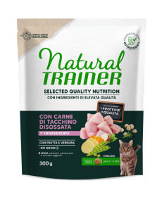 Natural Trainer Selected Quality Nutrition No Grain per Gatti Adulti Sterilizzati con Tacchino da 300 gr