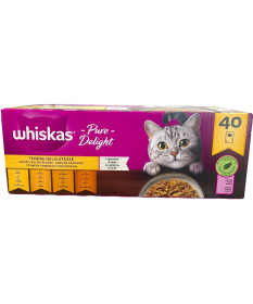 Whiskass tenere delicatezze in gelatina con Pollo, Anatra, Pollame o Tacchino da 40x85gr