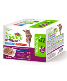Trainer Natural Multipack 9+3 bst per Gatti Adult Sterilised con Manzo e Tonno da 85 gr