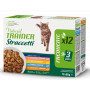 Natural Trainer Straccetti Multipack per Gatti con Salmone, Pollo, Tonno e Tacchino da 9+3 bst da 85 gr