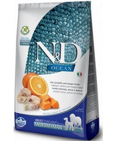 Farmina N&D Ocean per Cane Adult Medium & Maxi con Merluzzo, Zucca e Arancia da 2,5 Kg