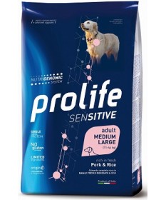 Prolife Sensitive per Cani Adult Medium/Large con Maiale e Riso da 2,5 Kg