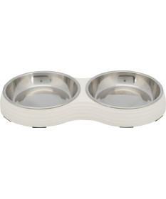 Trixie Set di ciotole in melamina/acciaio inox  da 2 pz × 0,2 l/ø 13 cm/27 × 3 × 14 cm