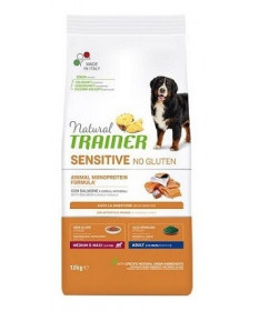 Trainer Natural Sensitive No Gluten per Cane Adult Medium/Maxi con Salmone da 12 Kg (scadenza 07/2025)