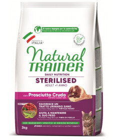 Trainer Natural per Gatto Adult Sterilised con Prosciutto Crudo da 3 Kg