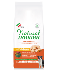 Trainer Natural per Cane Adult Medium con Pollo Fresco, Riso, Cicoria ed Alga Spirulina da 12 Kg