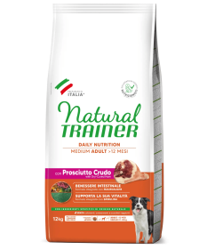 Trainer Natural per Cane Adult Medium con Prosciutto Crudo, Riso, Cicoria e Alga Spirulina da 12 Kg