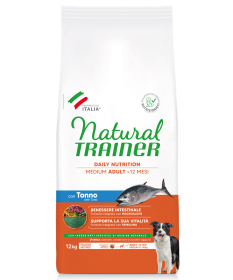 Trainer Natural per Cane Adult Medium con Tonno, Riso,Cicoria e Alga Spirulina da 12 Kg