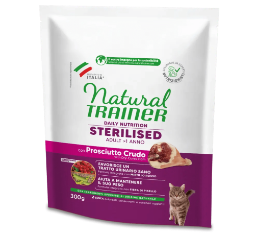 Trainer Natural per Gatto Adult Sterilised con Prosciutto Crudo da 300 gr