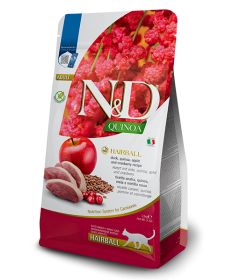 Farmina N&D Quinoa Hairball per Gatti Adulti con Anatra, Quinoa, Mela e Mirtillo Rosso da 1,5 kg