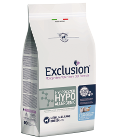 Exclusion Hydrolyzed Hypoallergenic per Cani Adulti M/L con Idrolizzato di Pesce e Amido di Mais da 12 kg