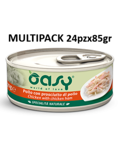 Oasy Specialità Naturale per Gatti con Pollo e Prosciutto di Pollo Multipack 24pz x 85 gr