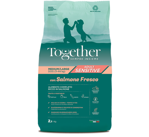 Together Sensitive per Cani Adult M/L con Salmone da 12 Kg