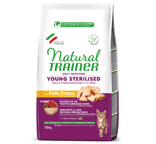 Trainer Natural per Gatto Young Sterilised fino a 12 mesi con Pollo Fresco