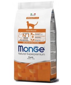 Monge Monoprotein per Gatti Sterilizzati con Anatra da 10 Kg