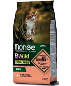 Monge Natural Superpremium BWild Grain Free per Gatti Adulti con Salmone e Piselli da 1,5 Kg