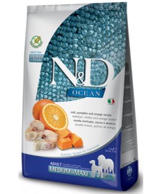Farmina N&D Ocean Medium/Maxi con Zucca, Merluzzo e Arancia per Cani da 12 kg
