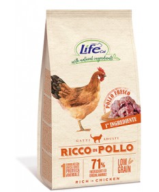 LifeCat Low Grain Ricco in Pollo per Gatti Adulti