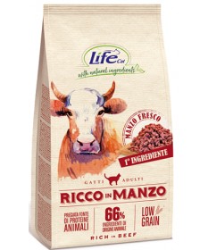 LifeCat Low Grain Ricco in Manzo per Gatti Adulti